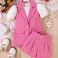 thumbnail image 2 of Sngxgn Girl's 2 Piece Outfits Short Sleeve Shirt and Belted Pants Set(Pink,4Y), 2 of 7