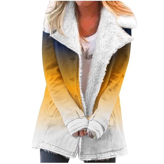 Puntoco Abrigo Mujer Invierno Cálido Compuesto Felpa Botón Solapas Chaqueta Outwear Abrigo Liquidación Puntoco Puntoco-1