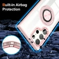 thumbnail image 4 of Clear Mangetic Case for Samsung Galaxy S24 Ultra with 360° Rotatable Ring Holder Kickstand, [Compatible with MagSafe] Soft Bumper Rugged Acrylic Back Hybrid Protective [Non-Yellowing] Case, Pink, 4 of 7