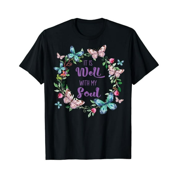 It's Well With My Soul Christian Faith Inspirational Floral T-Shirt Bible Gifts Store Co.
