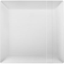 Crown Display 10.25 inch Disposable Square Linear Plastic Plates Wedding Dinner Plate - White (40 Pack)