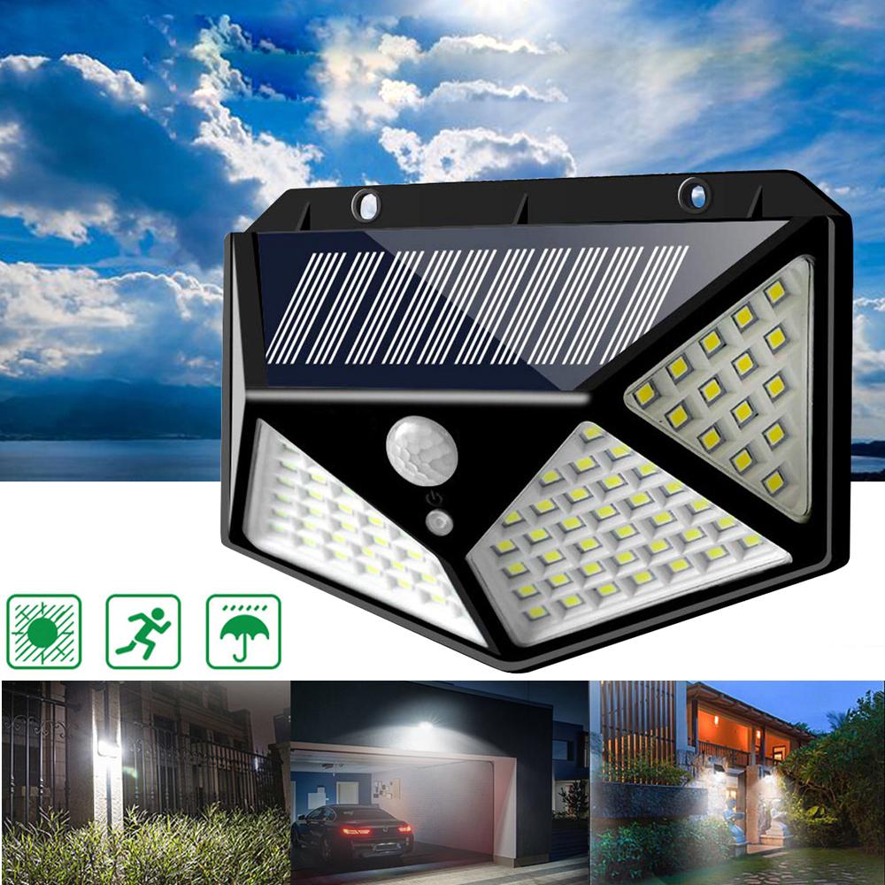 Details about / 100 LED Solar Lamp Outdoor Garden Waterproof PIR Motion Sensor Wall Light Lamp