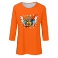 thumbnail image 4 of Dadaria T-Shirt Orange pour Femmes Manches 3/4 Col Rond Grande Taille Été Chandail Blouses L, 4 of 5