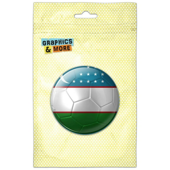 Uzbekistan Flag Soccer Ball Futbol Football Pinback Button Pin Badge
