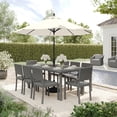 thumbnail image 6 of Martha Stewart 9-Piece Indoor-Outdoor Dining Set with 8 Stackable Dining Chairs and 70" Patio Table with Engineered Wood Top in Gray Rattan Wicker, 6 of 12