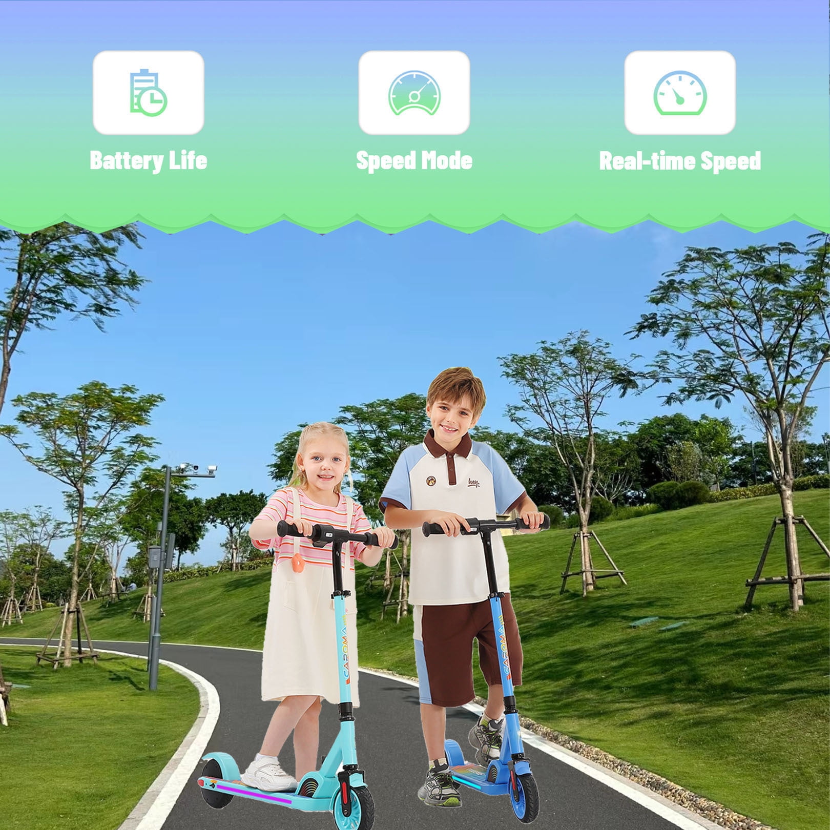 SANOPY Foldable Electric Scooter for Kids 8+,180W Upgraded Motor,4 Adjustable Heights & 3 Speed,Lightweight,LED Display,UL2272 Certified