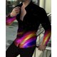 thumbnail image 1 of Tops para hombre Camisa social de lujo para hombre Camisa con solapa abotonada Camisa informal con estampado a cuadros de manga larga para hombre Cárdigan para club de graduación, 1 of 6