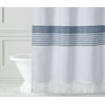 thumbnail image 2 of Modern White Farmhouse Shower Curtain with Tassels，Luxury 100% Cotton Shower Curtain Bathroom Decor,（Navy Blue,72" W x 72" H）, 2 of 5