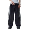 thumbnail image 2 of EMMIOL Men's Y2K Baggy Jeans Wide Leg Stretchy Denim Pants, Skater Striped Oversized Streetwear Casual Trousers, 2 of 6