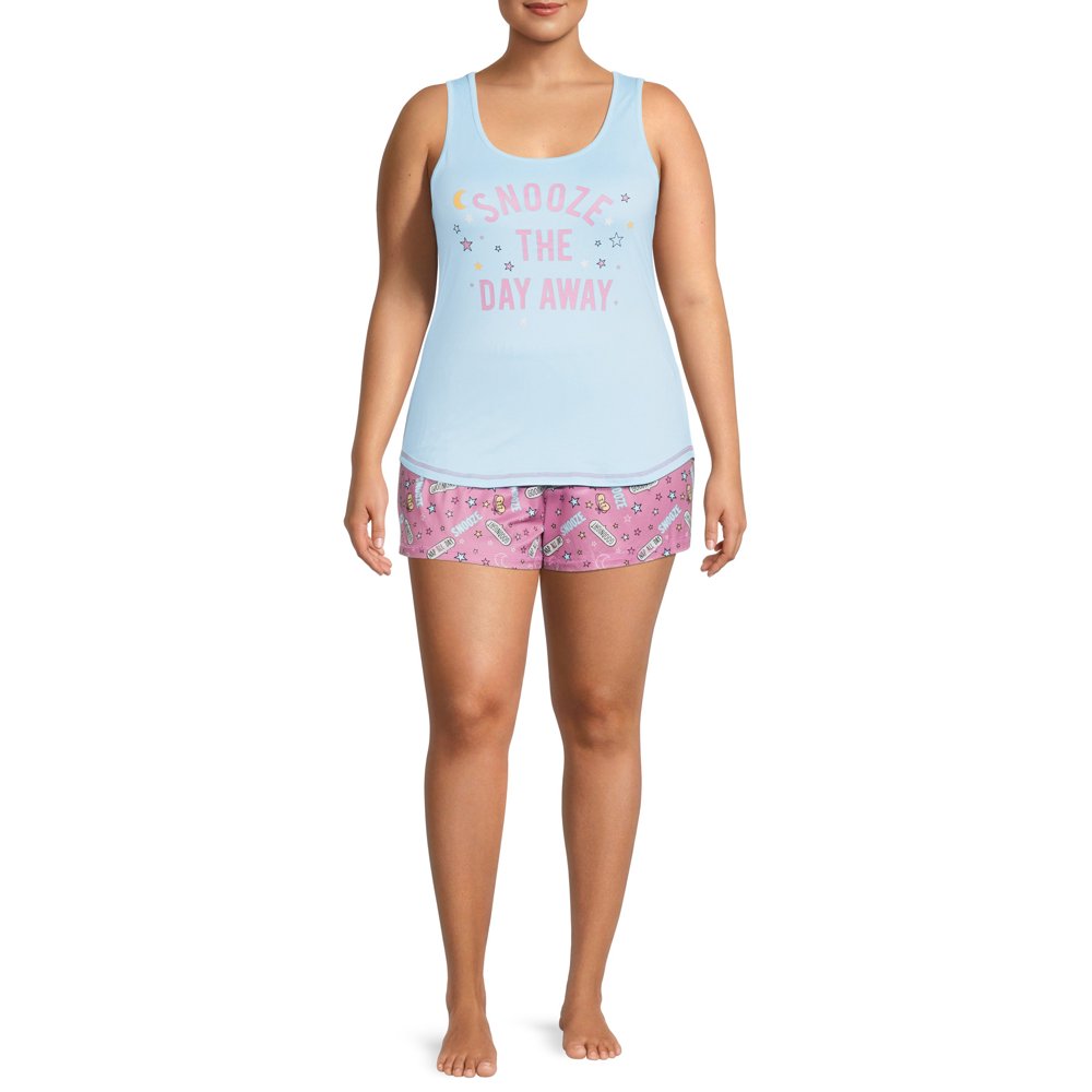 Sleep & Co Sleep & Co. Women's Plus 2pc Pajama Tank & Short Sleep Set