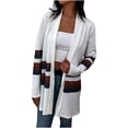 thumbnail image 1 of CEHVOM Cardigan à Manches Longues à Rayures Colorées pour Femmes, Manteau Décontracté d'Automne en Solde, 1 of 7