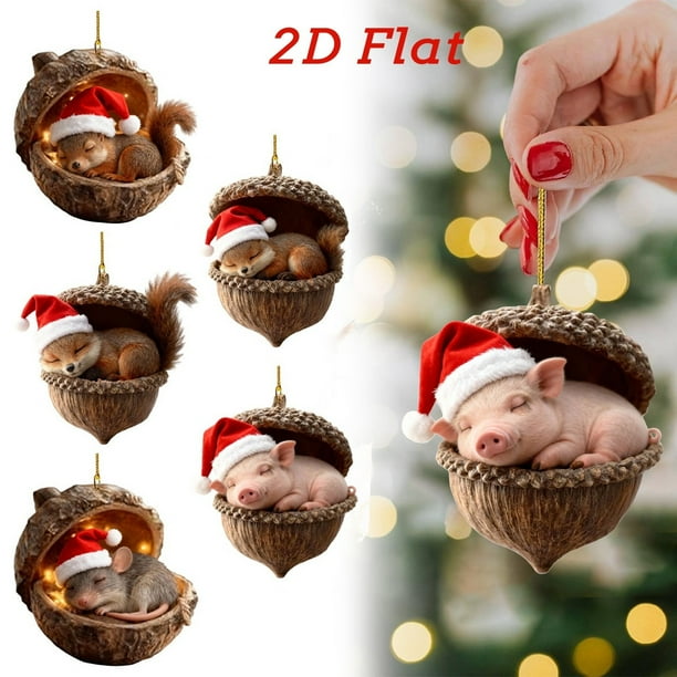 Colgante Decorativo Adornos Navideños De Animales Del Bosque Acrílicos 2D De 8cm Con Estampado Para Decorar El Árbol (1 Unidad) Rkxzt