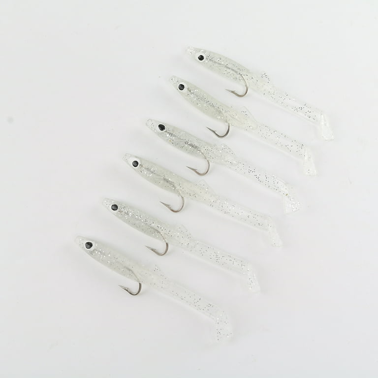 6 Pcs/Lot Soft Glow Eel Lures Silicone Artificial Eel Fishing Baits Sea Bass  Pike Grouper Head Tackle blue 