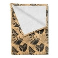 thumbnail image 2 of Leaves Soft Flannel Fleece Throw Blanket, Boho Monochrome Monstera Plants in Contour Form on Striped Background, Cozy Plush for Indoor and Outdoor Use, 50" x 70", Black Ginger and White, by Ambesonne, 2 of 5