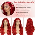 thumbnail image 3 of 24 Inch Red Wig Human Hair 13x4 HD Lace Front Wigs Human Hair Body Wave Red human hair Colored Wigs Human Hair Red Lace Front Wigs Human Hair Pre Plucked HD Lace Frontal Wig, 3 of 6