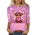 thumbnail image 2 of Xuyuer Valentine T Shirts Love Heart Printed Graphic Tee Tops Women's Casual 3/4 Sleeve T-Shirts Round Neck Cute Tunic Tops Basic Tees Blouses Business Work Tee Top Spring Shirts, 2 of 6