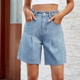 thumbnail image 4 of Jean Shorts for Women High Waisted Wide Leg Stretchy Denim Jorts Casual Summer Fashion Pants with Pockets, 4 of 8
