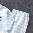 thumbnail image 3 of Linfrsh Toddler Boys Pajamas Set Cotton Sleepwear Long Sleeve Toddler Toddler Kids Toddler Girls Boys Soft Comfy Modal Tencel Solid Raglan Sleepwear Pajamas Pjs 2pcs Set(Blue,3-6 Months), 3 of 4
