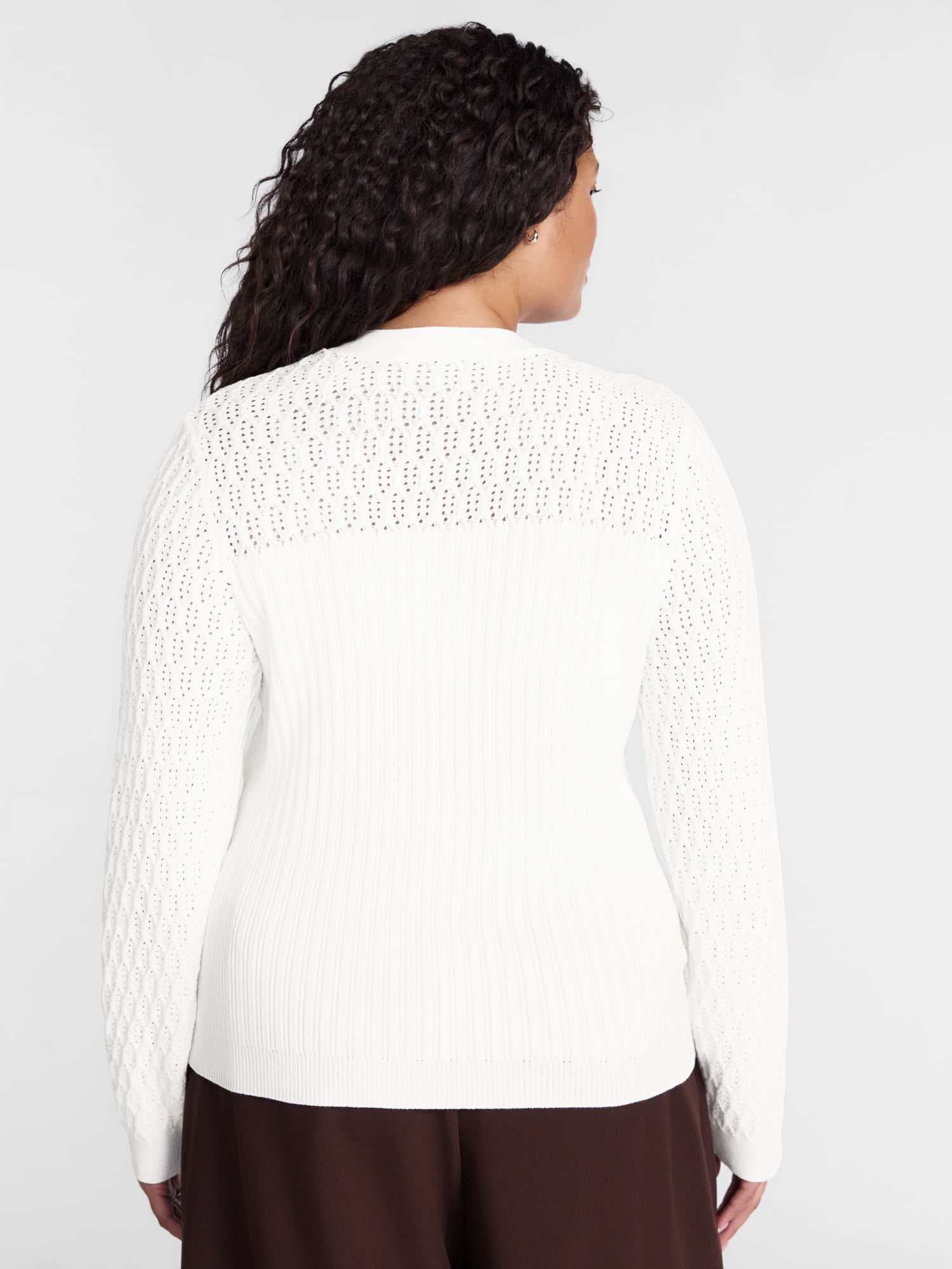 Terra & Sky Women’s Plus Ribbed Henley Sweater with Long Sleeves, Midweight, Sizes 0X-5X