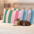 thumbnail image 3 of Pink Green Blue Stripe Outdoor Waterproof Pillow Covers, Farmhouse Stripes Contemporary Decorative Rectangle Throw Pillowcase Sofa Cushion Sham for Patio/Couch/Chair, 20"x12" 2 Pack, 3 of 8