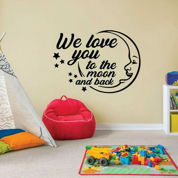 We Love You To The Moon And Back - Cute Nursery Motivational Quote Vinyl Wall Art Wall Sticker Wall Decal Decoration For Home Room Kids Room Nursery Room Girls Boys Décor Design Size (30x30 inch)