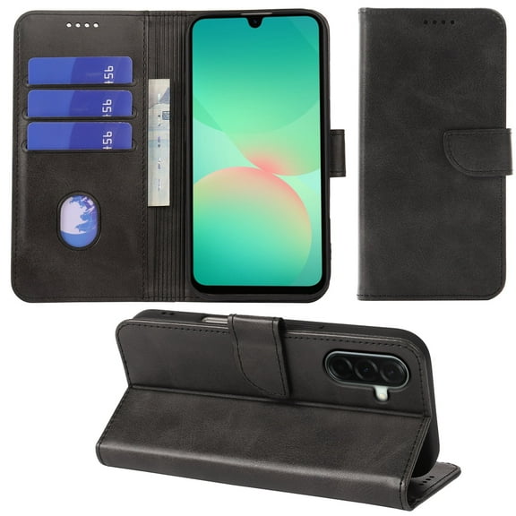 VIESUP for Samsung Galaxy A26 5G Black Wallet Case with Credit Card Holder,PU Leather Magnetic Protective Phone Case