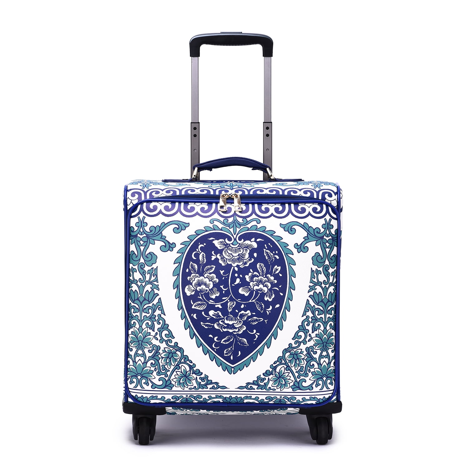 Mellow World Women's Fashion Porcelain Blue Carry-on Rolling Upright Suitcase