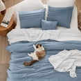 thumbnail image 3 of Twin Comforter Set - 3 Pieces Pinch Pleat Bed Set, Light Blue Boho Bedding for All Season, 1 Soft Comforter, 1 Pillowcase, 1 Decorative Pillow, 3 of 7
