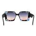 thumbnail image 4 of Womens Square Rectangle Mod Chunky Plastic Butterfly Designer Sunglasses Blue Flower Peach Smoke, 4 of 4