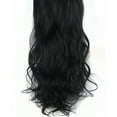 thumbnail image 2 of Nvzi Extensiones de cabello sintético con clip, de 24" de largo, ondulado y rizado, para toda la cabeza, de color negro oscuro, 2 of 3