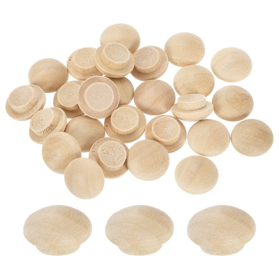 36Pcs Wood Button Plugs, 10mm/0.39" Hardwood Screw Hole Plug Mushroom Wooden Caps Buttons Wood Plug for Furniture Woodworking Craft Decor (15mm x 10mm)