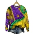 thumbnail image 4 of Mardi Gras Fleece Lined Sweatshirts for Women Funny Graphic Crew Neck Holiday Sweatshirts Trendy Casual Long Sleeve Carnival Tops Ladies Mardi Gras Shirts 2026, 4 of 7