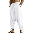thumbnail image 2 of Daiosportswear Men's Medieval Renaissance Pants Viking Navigator Baggy Harem Pants Pirate Halloween Retro Costume Trousers White XL, 2 of 8