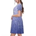 thumbnail image 2 of Lsque Glittering Blue Purple Print Women's Casual Dress T-Shirt Summer Short Sleeve Scoop Neck Swing Dresses, 2 of 6