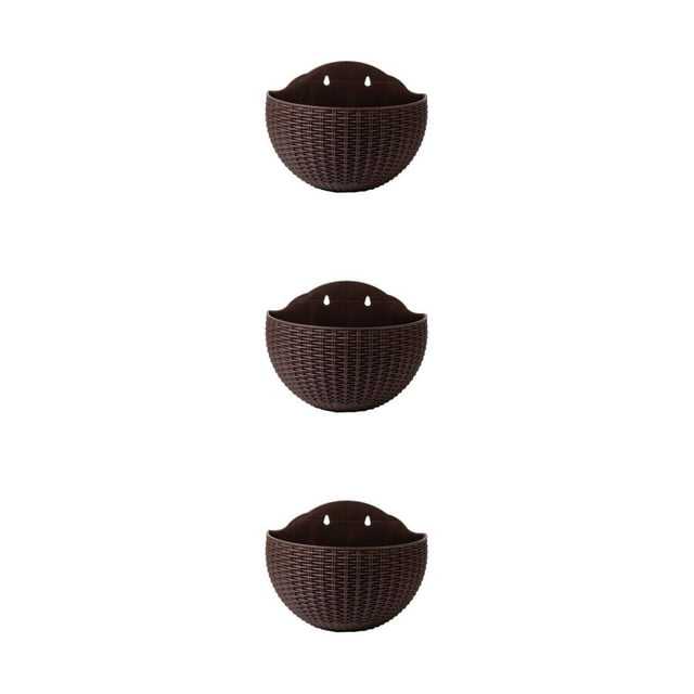Transemion Stylish And Durable Plastic Flowerpot With Drainage ABS Wall Plastic Pot Flower Pot Widely Used Double-layer Structure Coffee 3Set