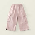 thumbnail image 5 of ATOGUTA Girls Cargo Work Pants Elastic High Waist Wide Leg Jogger Streetwear Kids Pants Casual Loose Trousers Pink, Size 3-13 Years, 5 of 5
