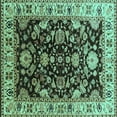 thumbnail image 1 of Ahgly Company Machine Washable Indoor Square Oriental Turquoise Blue Industrial Area Rugs, 5' Square, 1 of 4