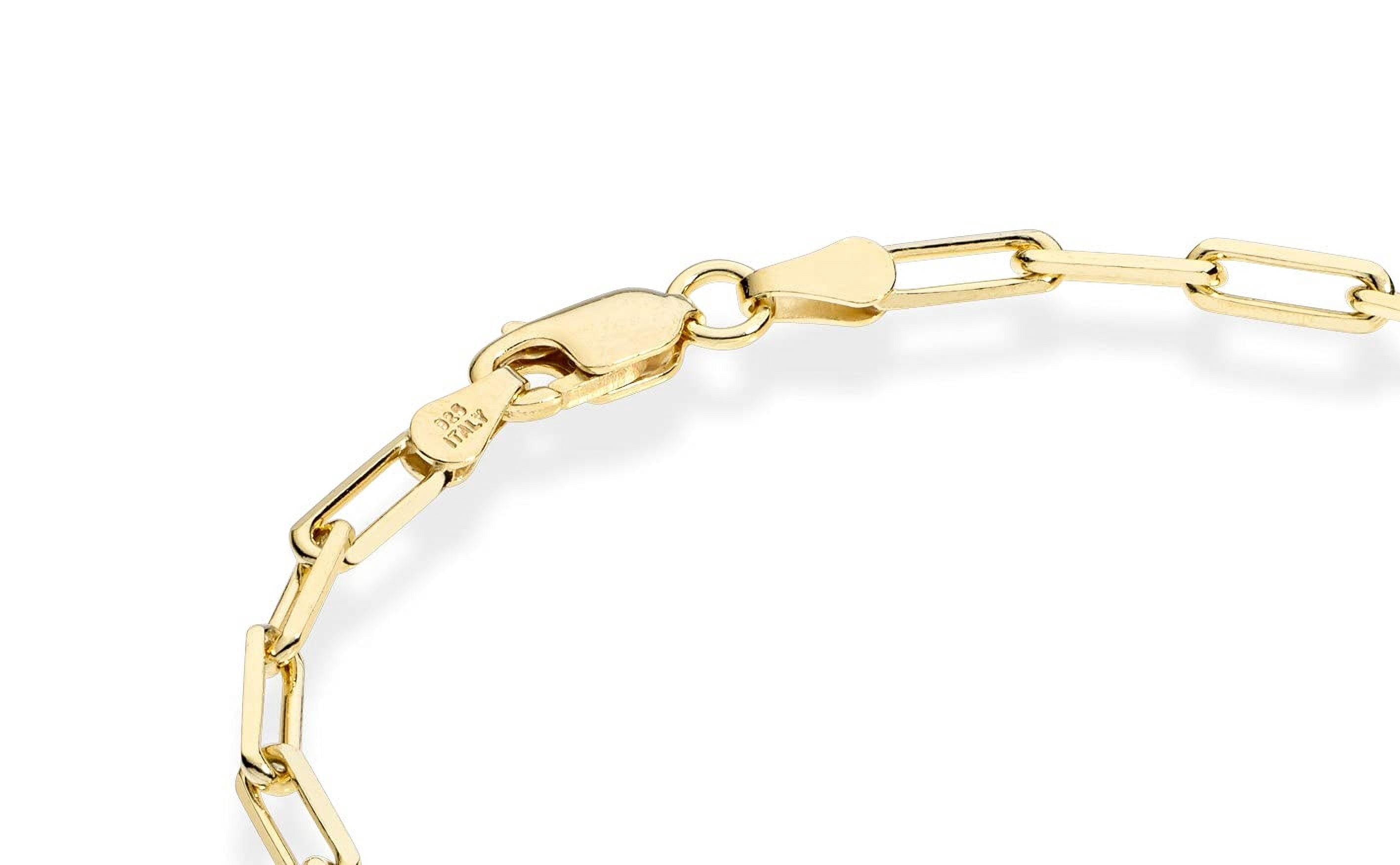 Miabella Solid 18K Gold Over Sterling Silver Italian 3mm Paperclip Link Chain Bracelet for Women Men, Made in Italy (Length 7 Inches)