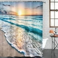 thumbnail image 2 of Pcs Summer Beach Shower Curtain Sets Sea Ocean Bathroom Set Decor with Non-Slip Rugs Bath U-Shaped Mat Toilet Lid Cover Waterproof Starfish Shell Bathroom Curtain Shower Set with 12 Hooks, 2 of 6