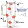 thumbnail image 3 of Strawberry Cute 40 Oz Tumbler with Handle Lid and Straw, Stainless Steel Double Walled Vacuum Insulated Cup, Cute Anniversary Wedding Birthday Gifts Tumbler for Women Men Friends Outdoor Indoor, 3 of 7