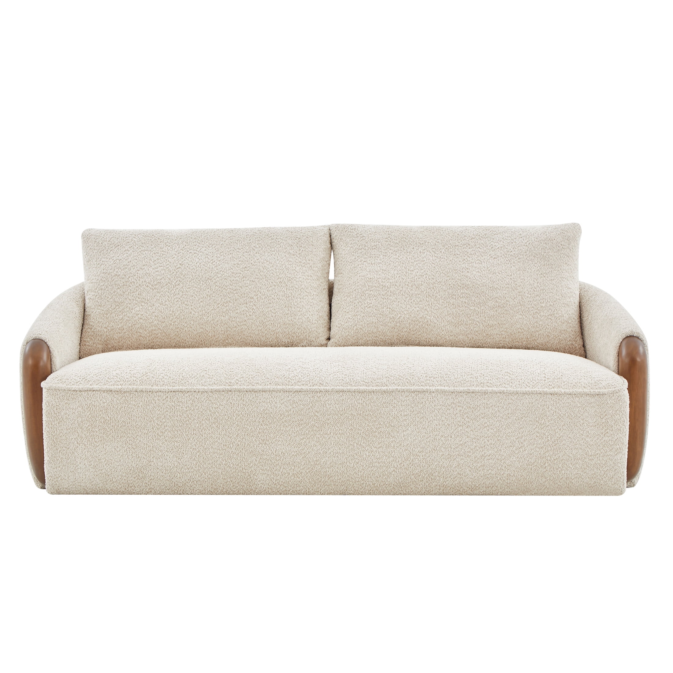 Christopher Knight Home 75" Modern Curved Boucle Sofa with 3 Seats, Solid Wood Frame, Sesame