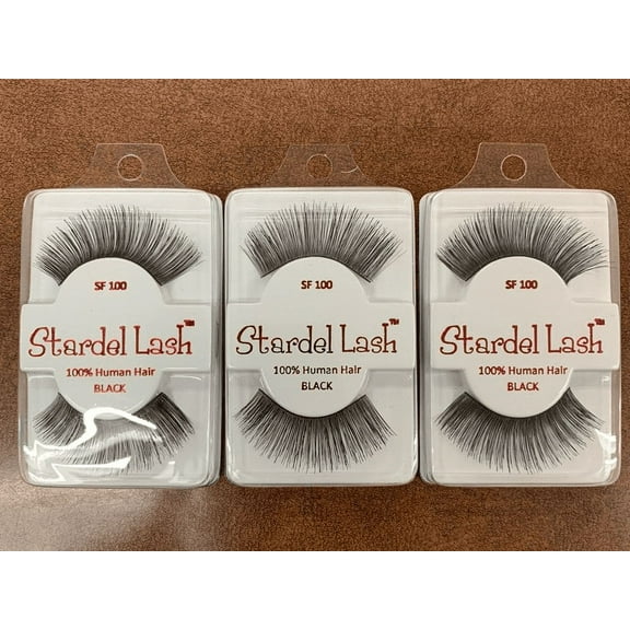 Stardel Lash 100% Human Hair Eyelashes Black - SF 100(pack of 3)