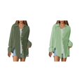 thumbnail image 1 of (2-Pack) Rinsvye Women'S Pure Color Loose Fit Shirt Casual Oversized Button Down Blouse Thin Fabric Spring Summer Top Breezy Wear, 1 of 9