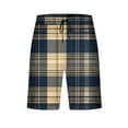 thumbnail image 7 of BXJX Mens Plaid Shorts With Pockets- Elastic Waist Fashion Casual Drawstring Summer Shorts Khaki Size L, 7 of 7