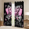 thumbnail image 2 of jejeloiu Chic Bdiamond Butterfly Blackout Curtains Set of 2 (52x84 Each),,Cheetah Pattern Bowknot Window Curtains,Pink Gray Black Curtains and Drapes For Men Women,Breathable Home Decor, 2 of 6