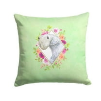 14 x 3 x 14 in. Sealyham Terrier Green Flowers Fabric Decorative Pillow