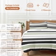 thumbnail image 6 of 3 Piece Sage Green Black Stripe Duvet Cover Set Queen Size,Microfiber Comforter/Quilt Cover with Corner Ties and 2 Pillowcases,Modern Abstract Coarse Striped All Season Bedding with Zipper Closure, 6 of 8