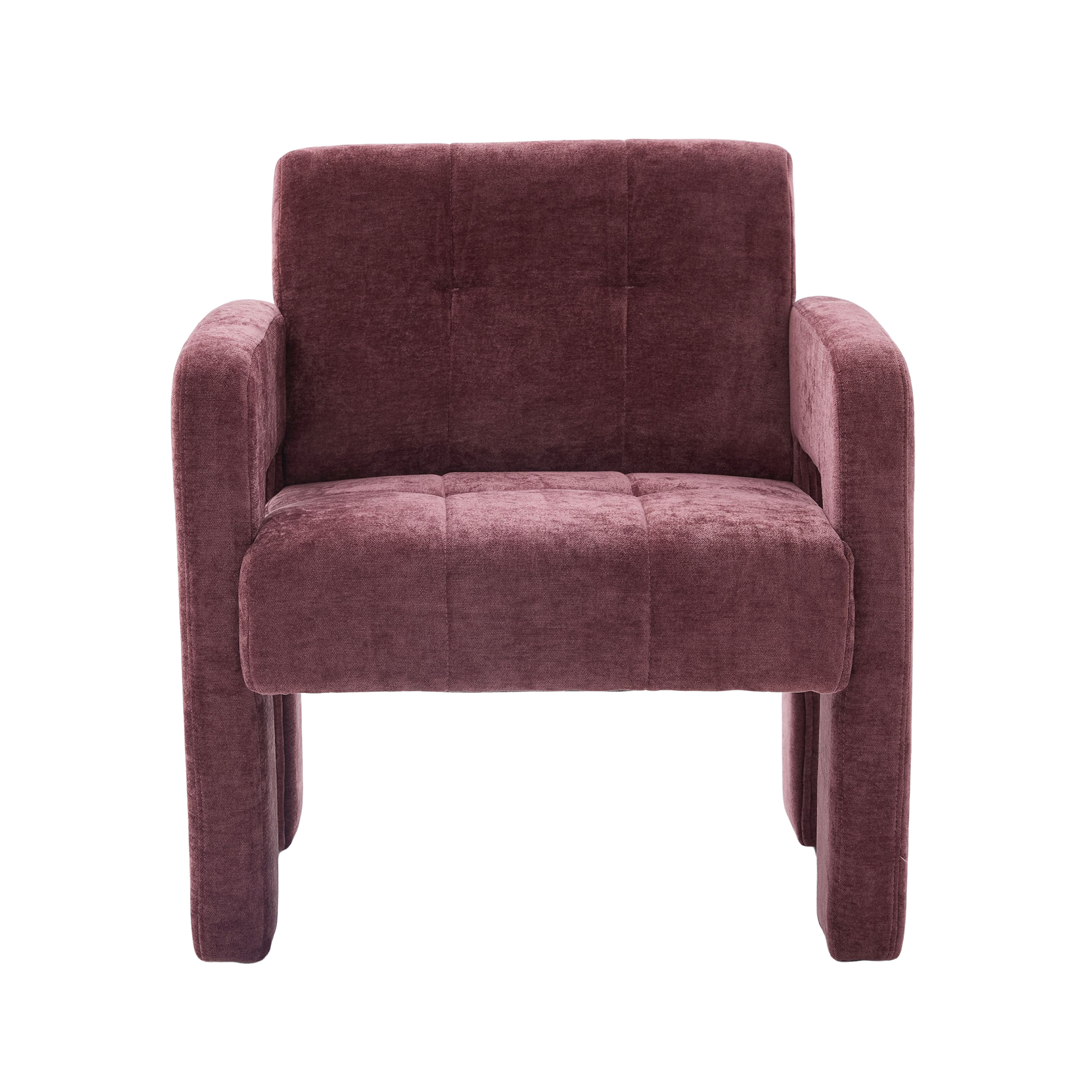 MOONMISS Chenille Upholstered Tufted Comfortable Wood Frame Single Armchair-Wine Red