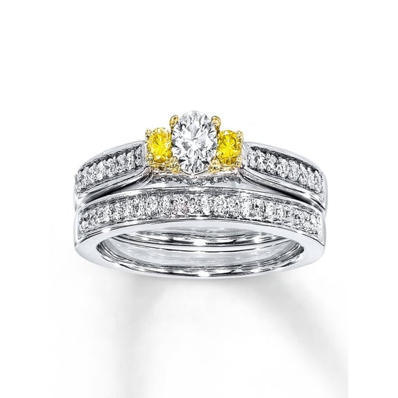 Unique 1 Carat Trilogy Diamond Wedding Ring Set
