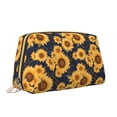 thumbnail image 2 of Naloa Navy Blue Plaid Sunflower Leather Makeup Bag for Purse Travel, Portable Small Cosmetic Organizer for Women and Girls, Make up Bag with Zipper, 2 of 8
